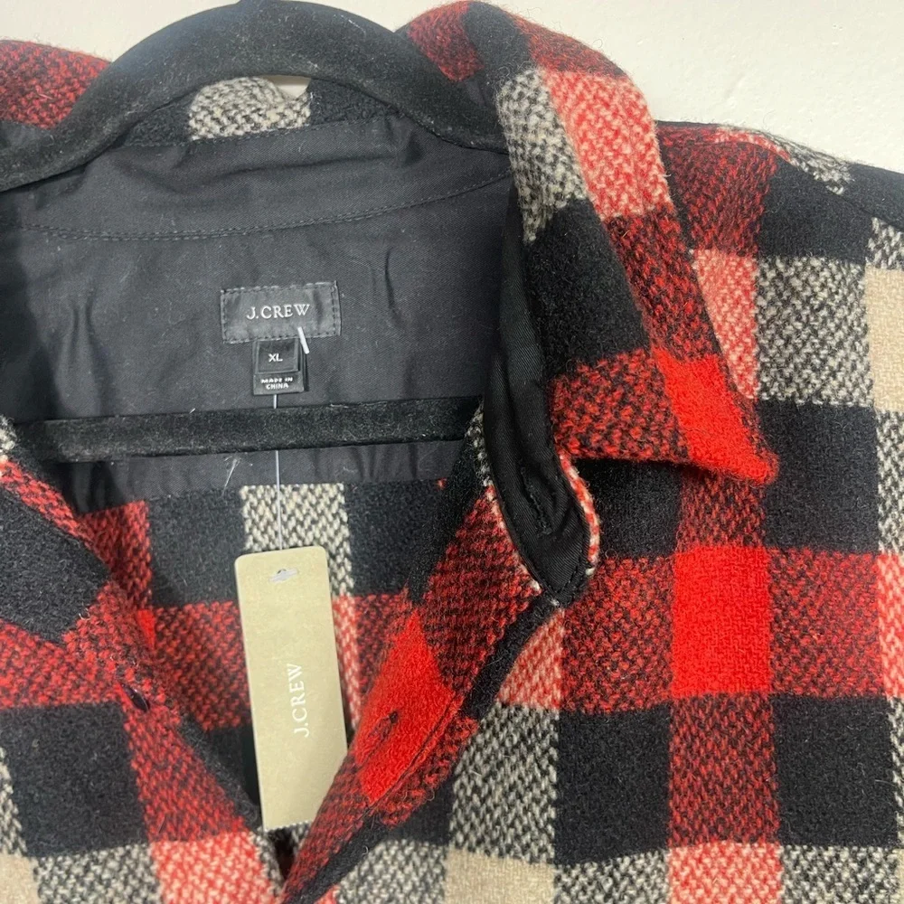J.Crew BuffaloCheck woolblend button front XL Men’s cabincore camp shirt jacket
